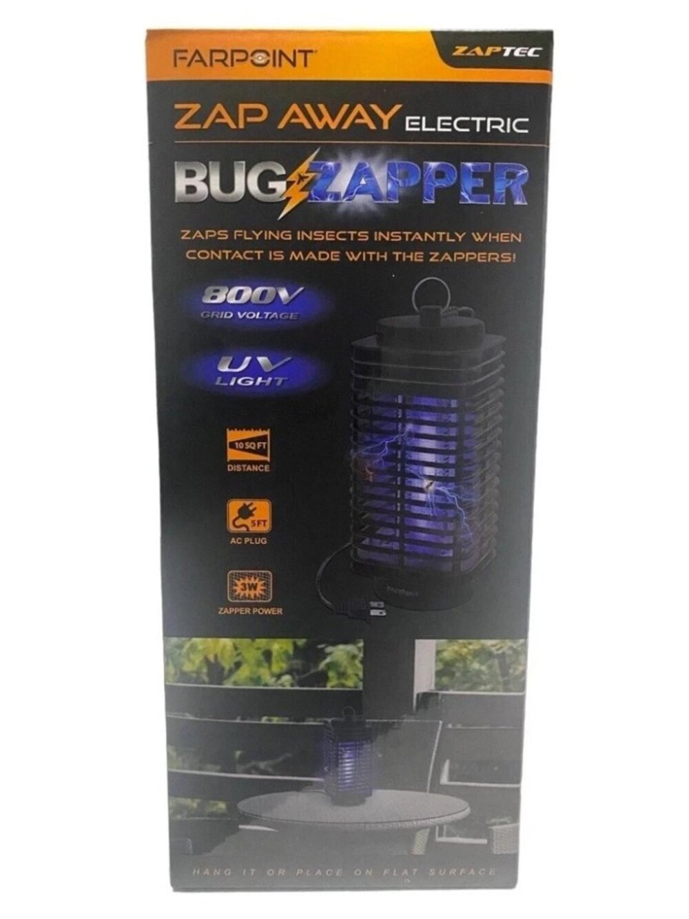 Farpoint Zap Away Insect Electric Bug Zapper 800v 3W UV Light Covers 10 sq. ft.
